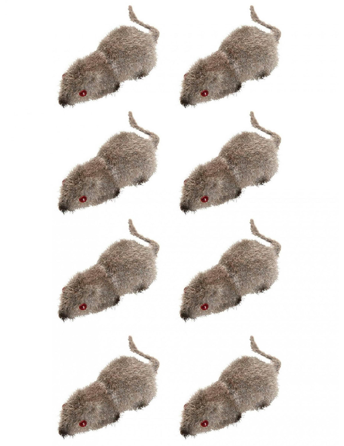Lot de 8 souris Halloween pour décoration grises aux yeux rouges