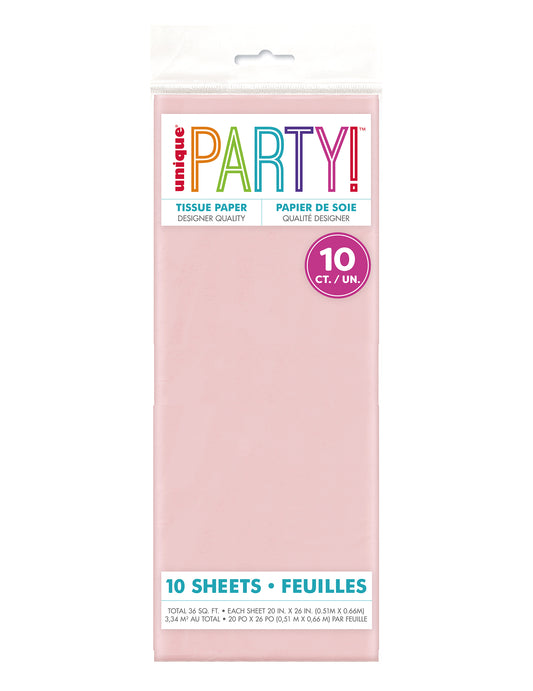 10 Hojas de papel de seda rosa pastel