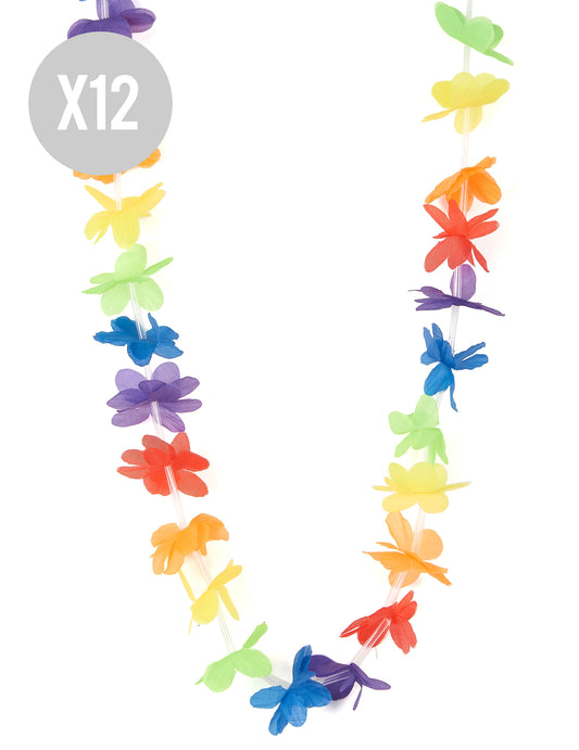 Lote de 12 collares de bienvenida multicolor