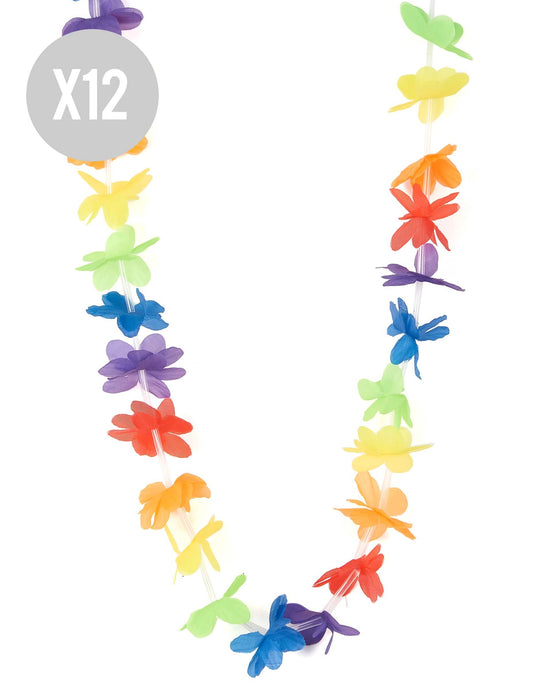 Kit de 12 Collares Hawaianos de bienvenida multicolores