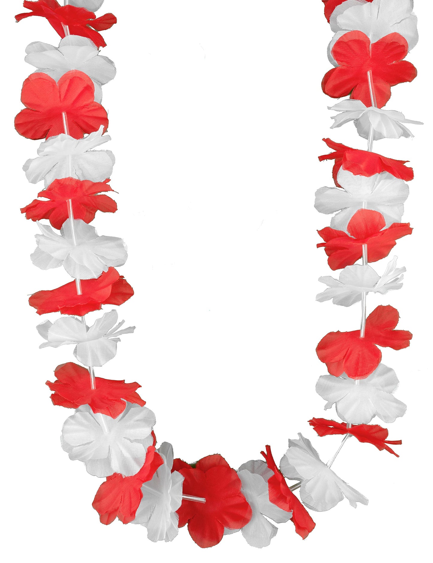 Pack de 12 collares hawaianos rojo y blanco para adulto