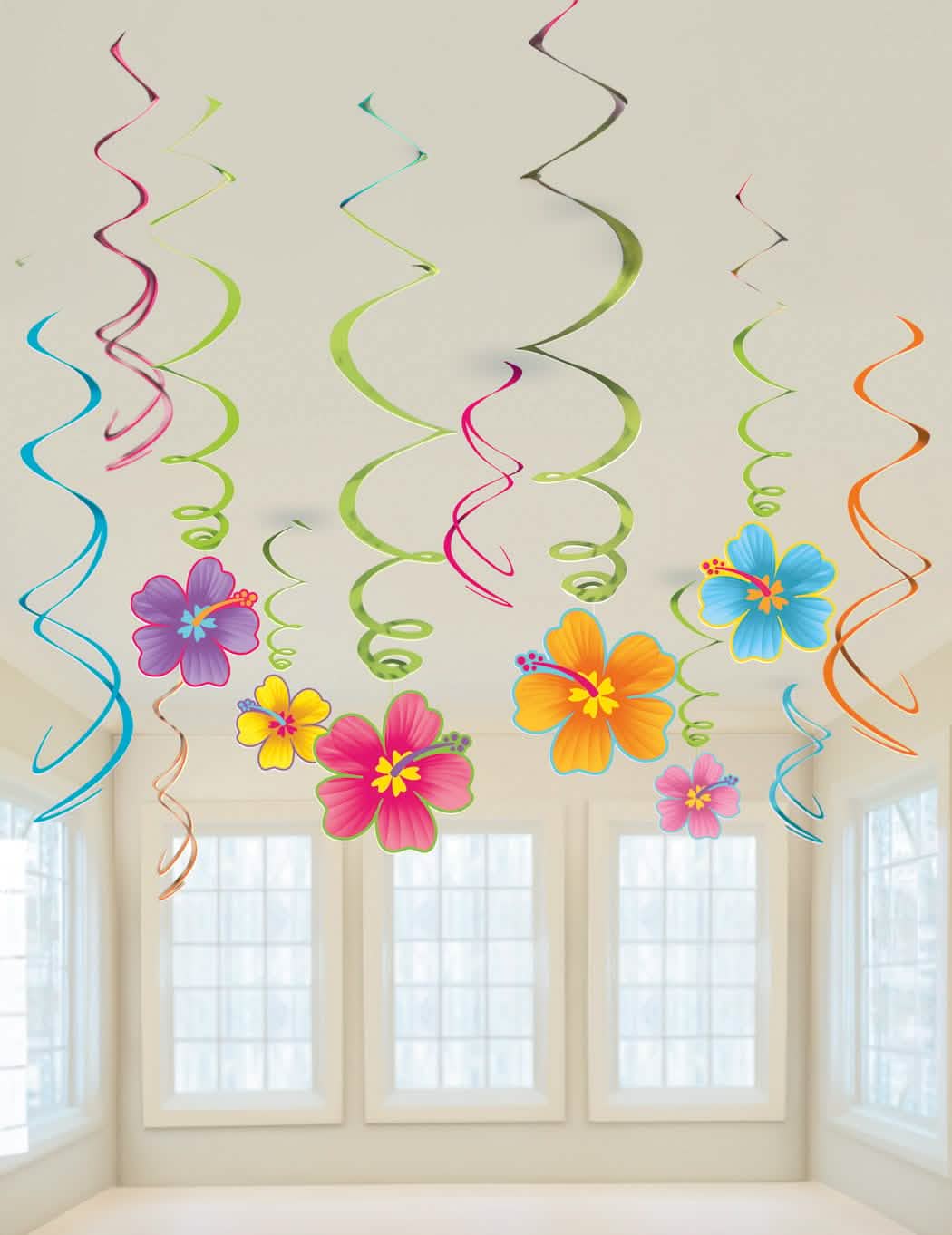 Lote de 12 suspensiones hawaianas para fiesta con flores de hibisco multicolores