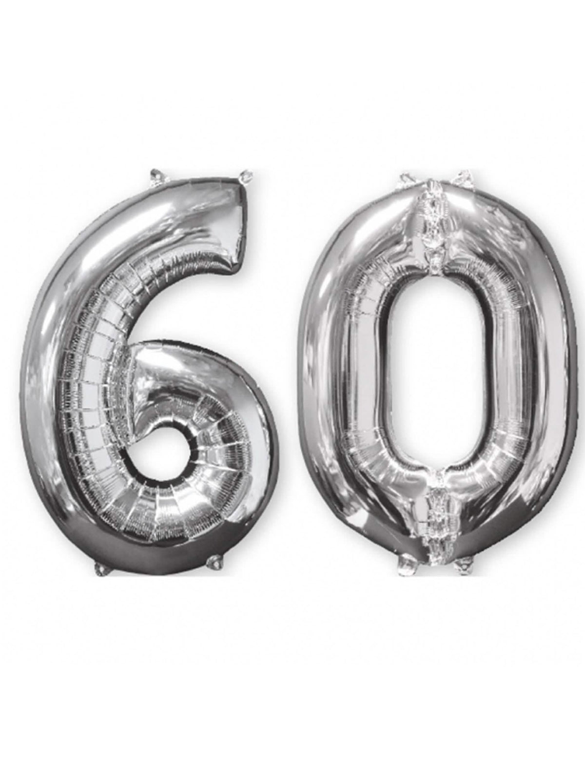 Lot de 2 globos de aluminio con cifra 60 para cumpleaños plateado
