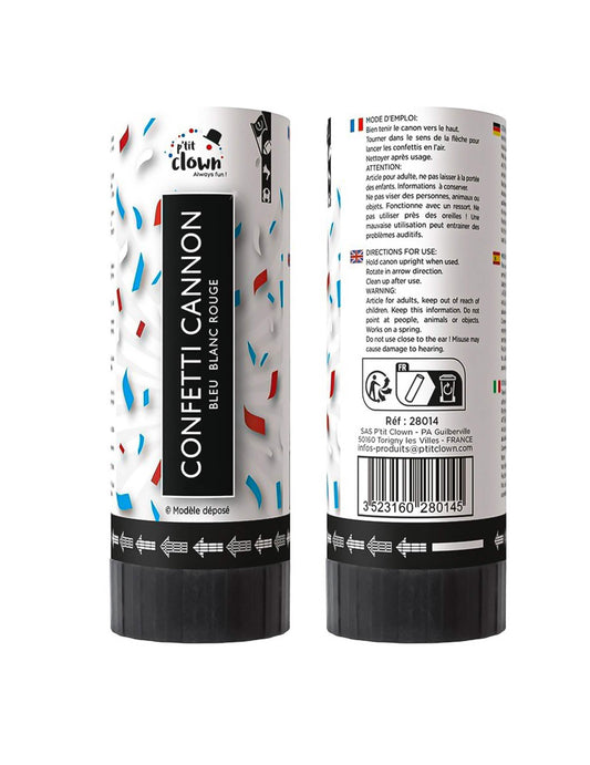Pack de 2 cañones de confeti hincha Francia 11 cm