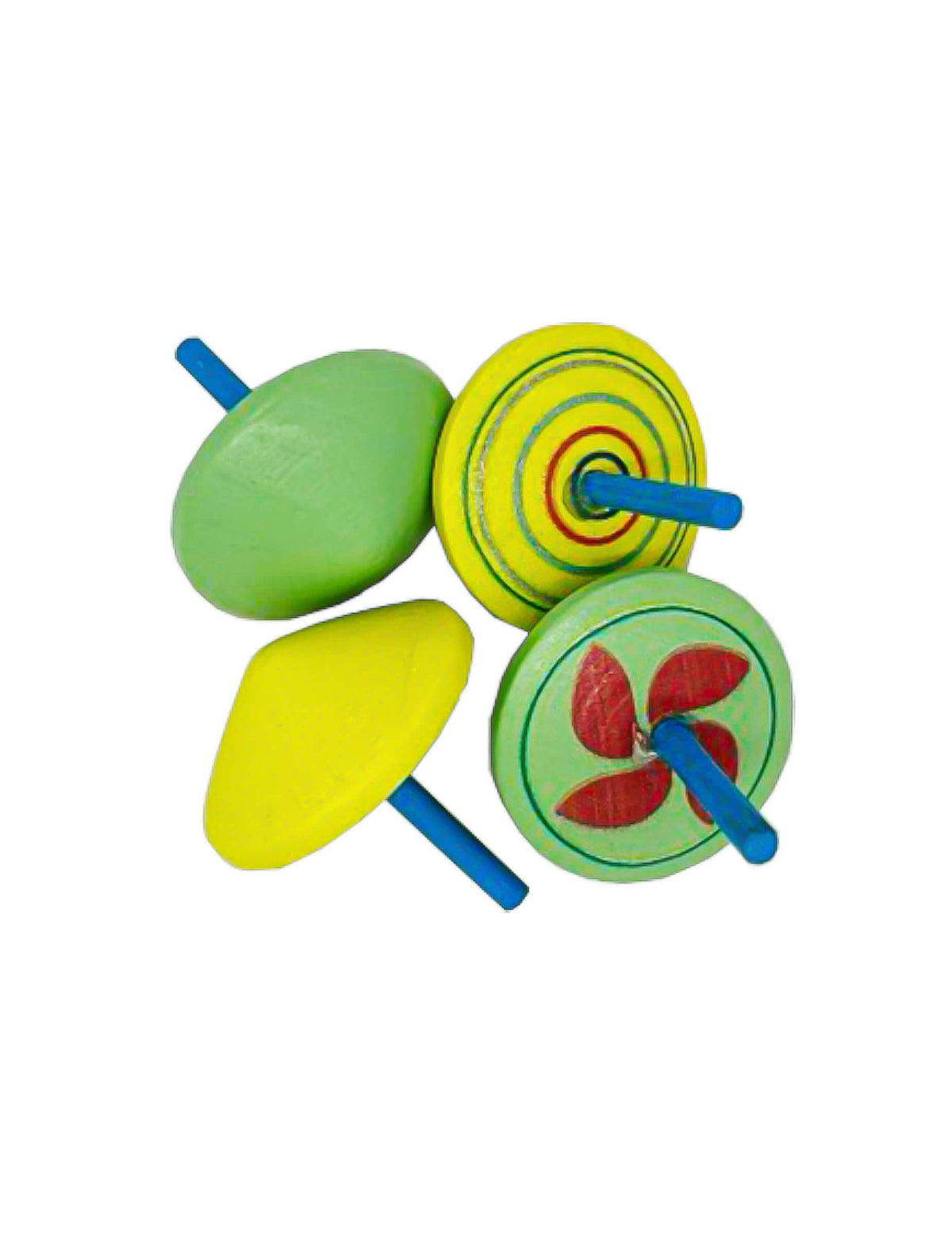 4 Peonzas de madera de colores