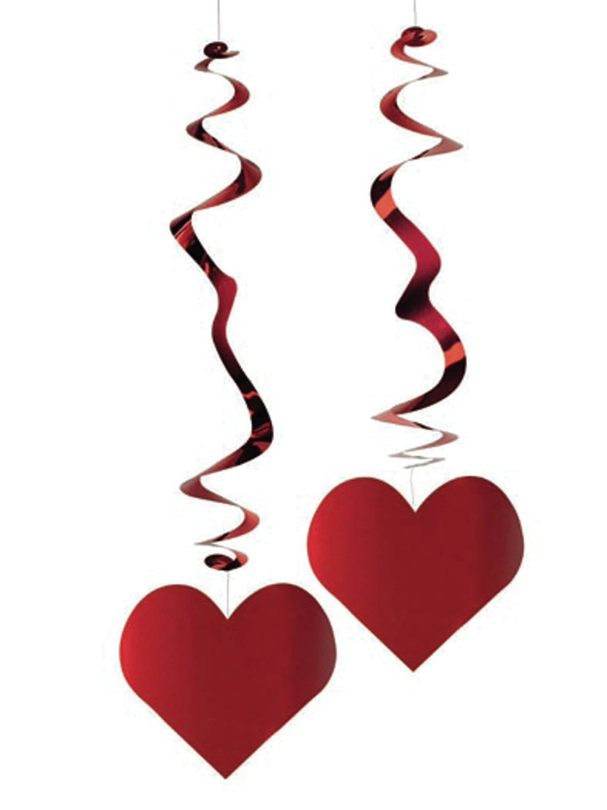 3 suspensiones metalizadas ignífugas corazones para decoración rojo