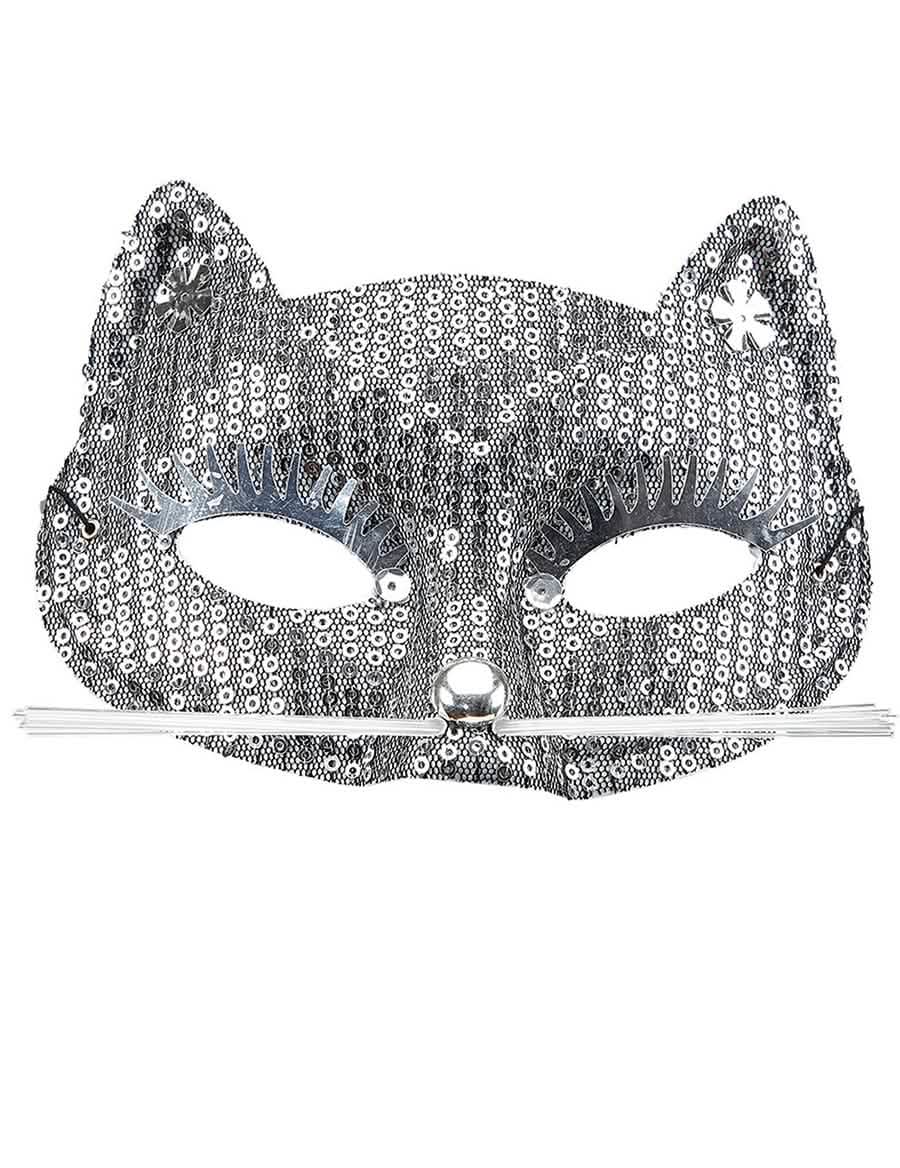Lobo gato para adulto plateado con lentejuelas