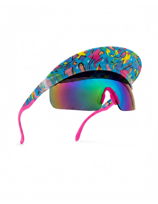 Gafas con visera años 80 azules adulto