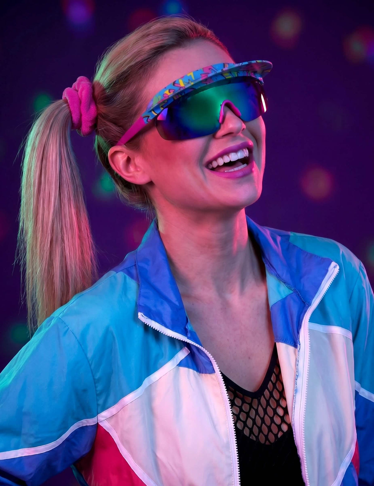 Gafas con visera años 80 azules adulto