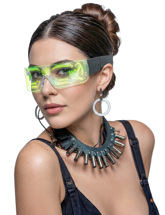 Vue portée des lunettes futuristes avec LED