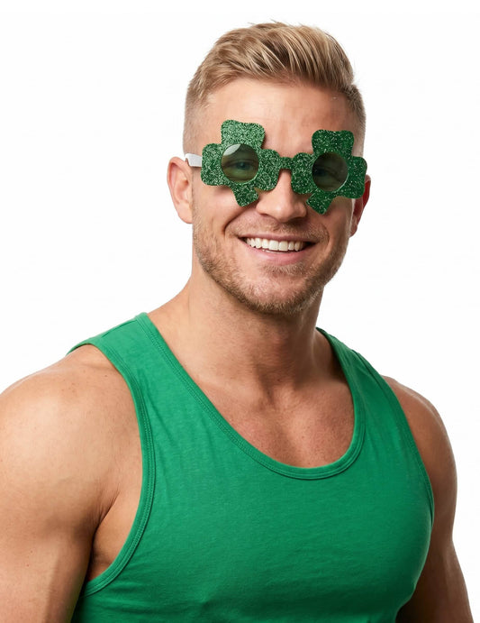 Gafas brillantes verdes trébol San Patricio adulto