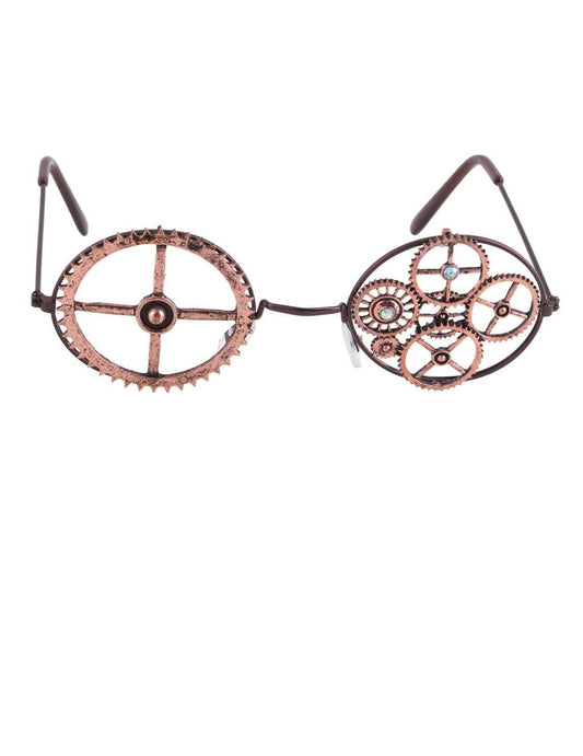 Vue de face des lunettes rondes Steampunk