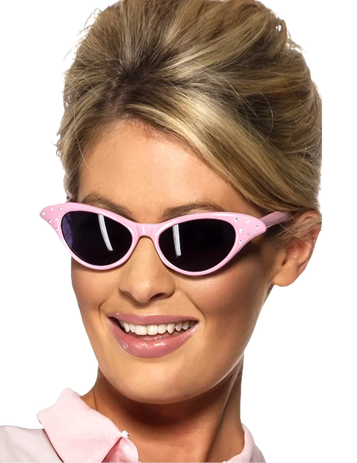gafas retro para adulto rosa con strass