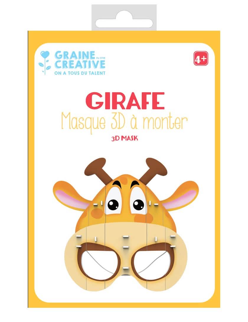 Máscara 3D para montar de jirafa para niño amarillo y marrón