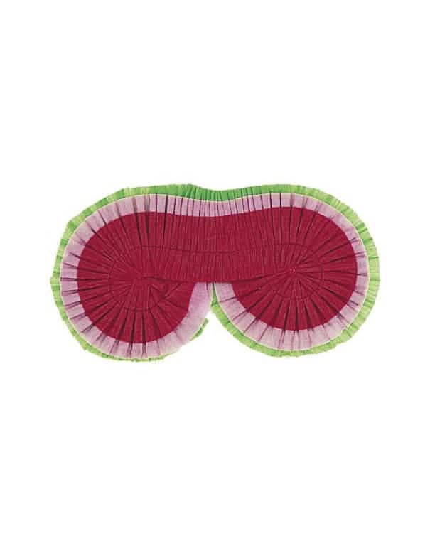 Máscara de piñata rosa y verde con flecos