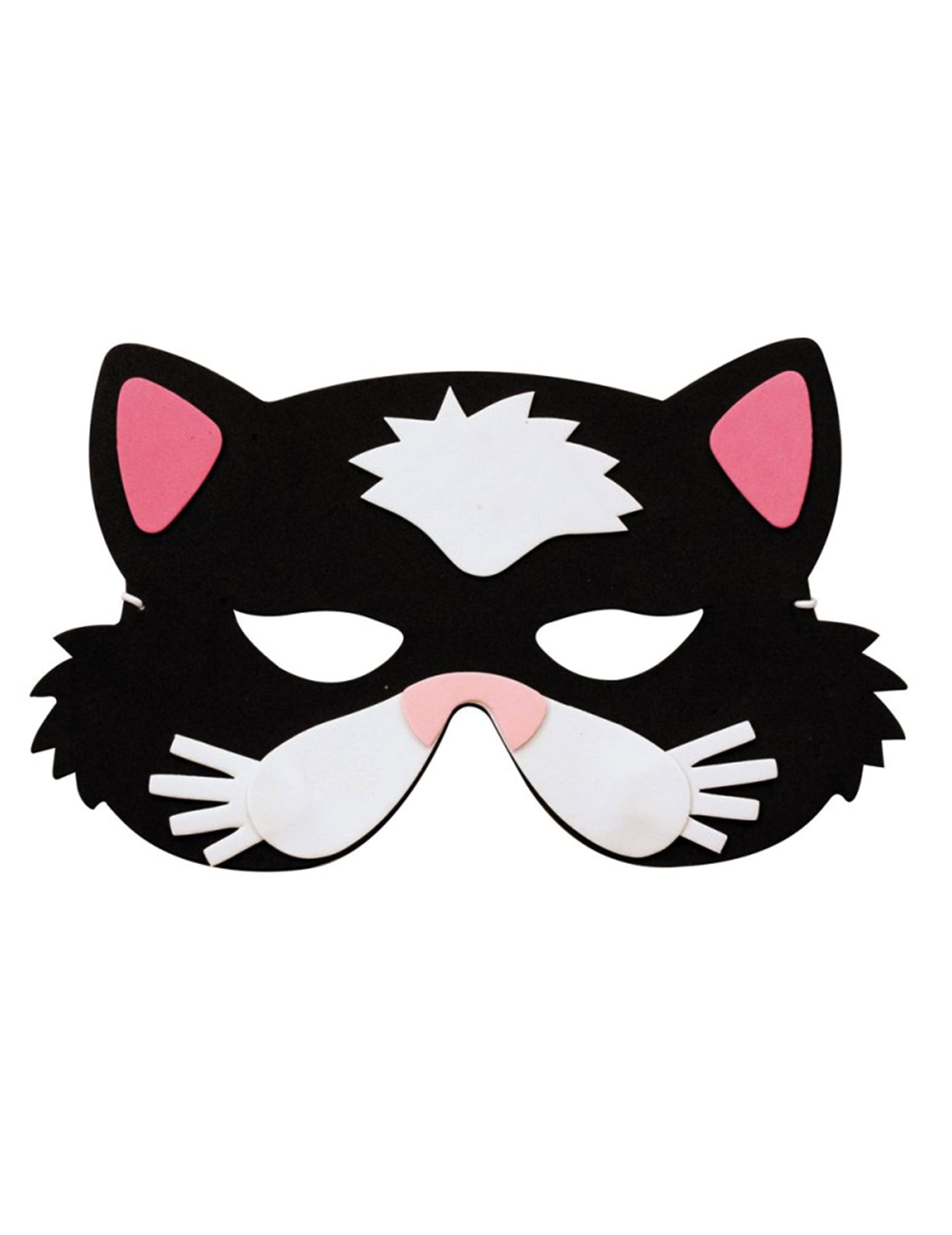 Masque de chat pour enfant noir et blanc avec détails roses