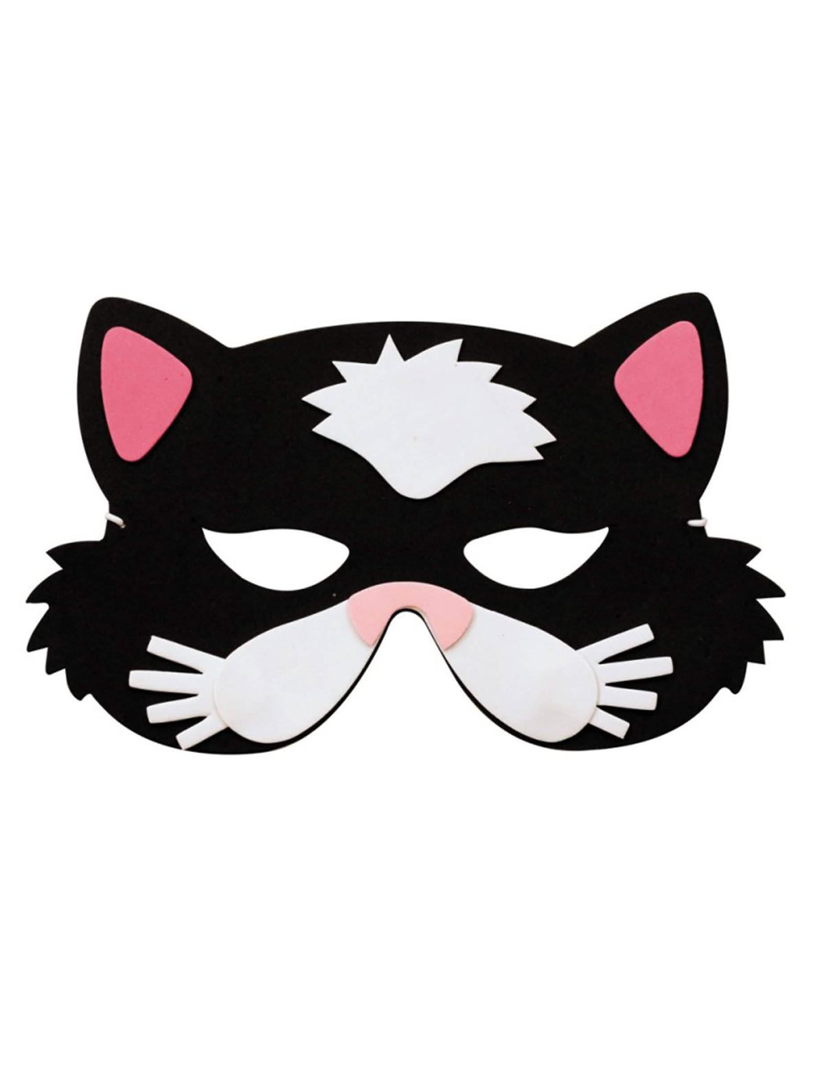 Masque de chat pour enfant noir et blanc avec détails roses