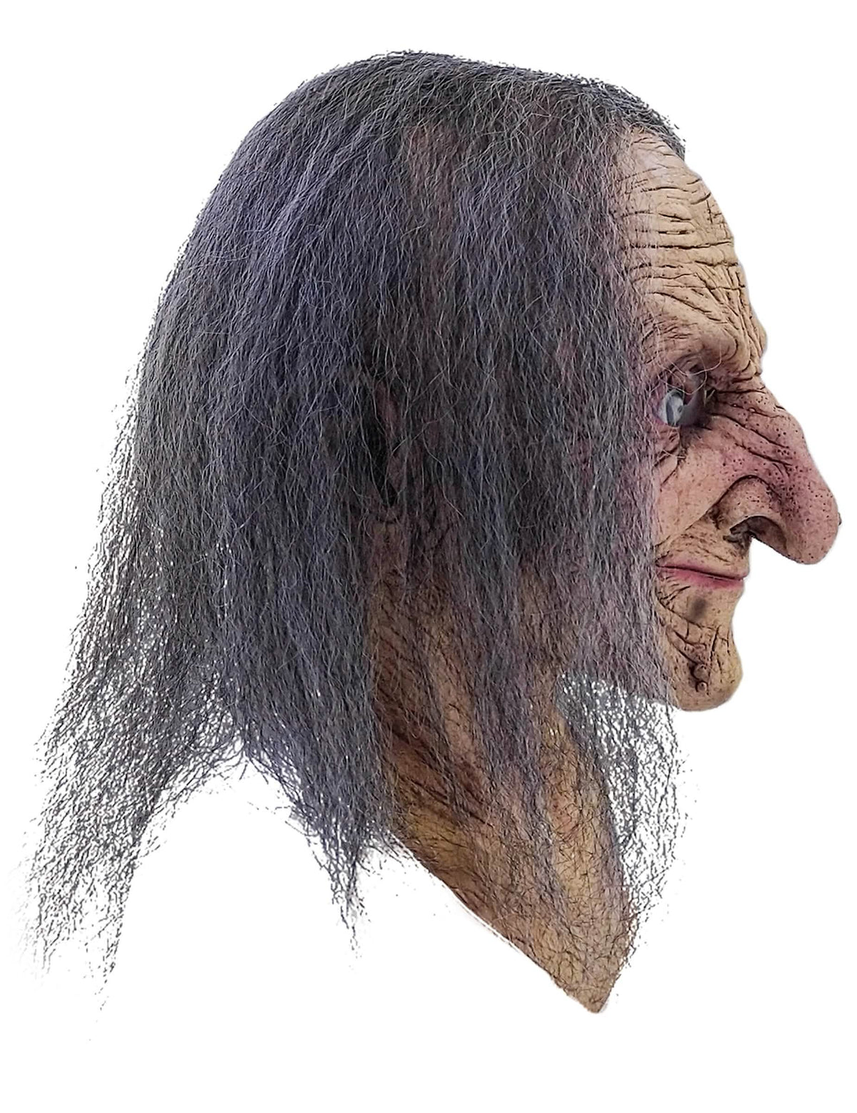 Vista de perfil de la máscara integral de vieja bruja