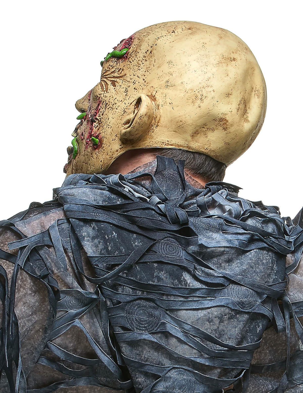 Vista trasera y de perfil de la máscara de zombie putrefacto