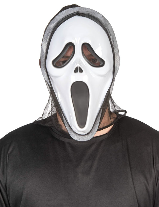 Vue de face du masque en plastique de tueur psychopathe