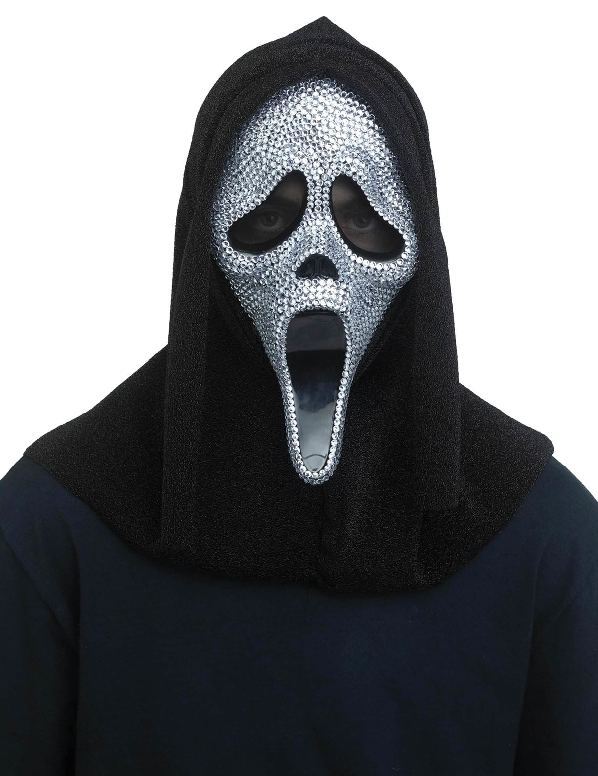 Masque Scream™ à strass pour adulte argenté et noir