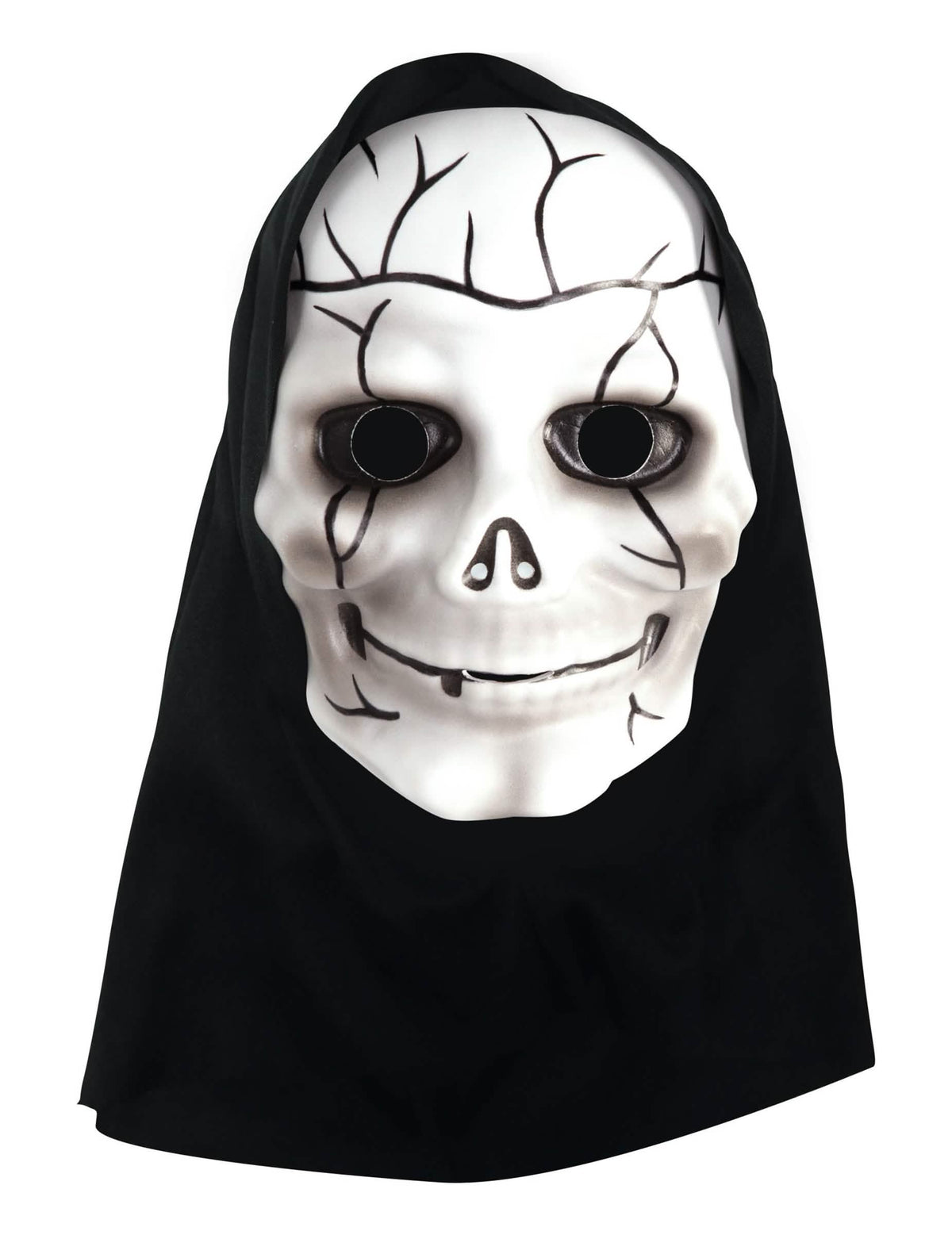 Gros plan sur les finitions du masque squelette avec cagoule pour enfant