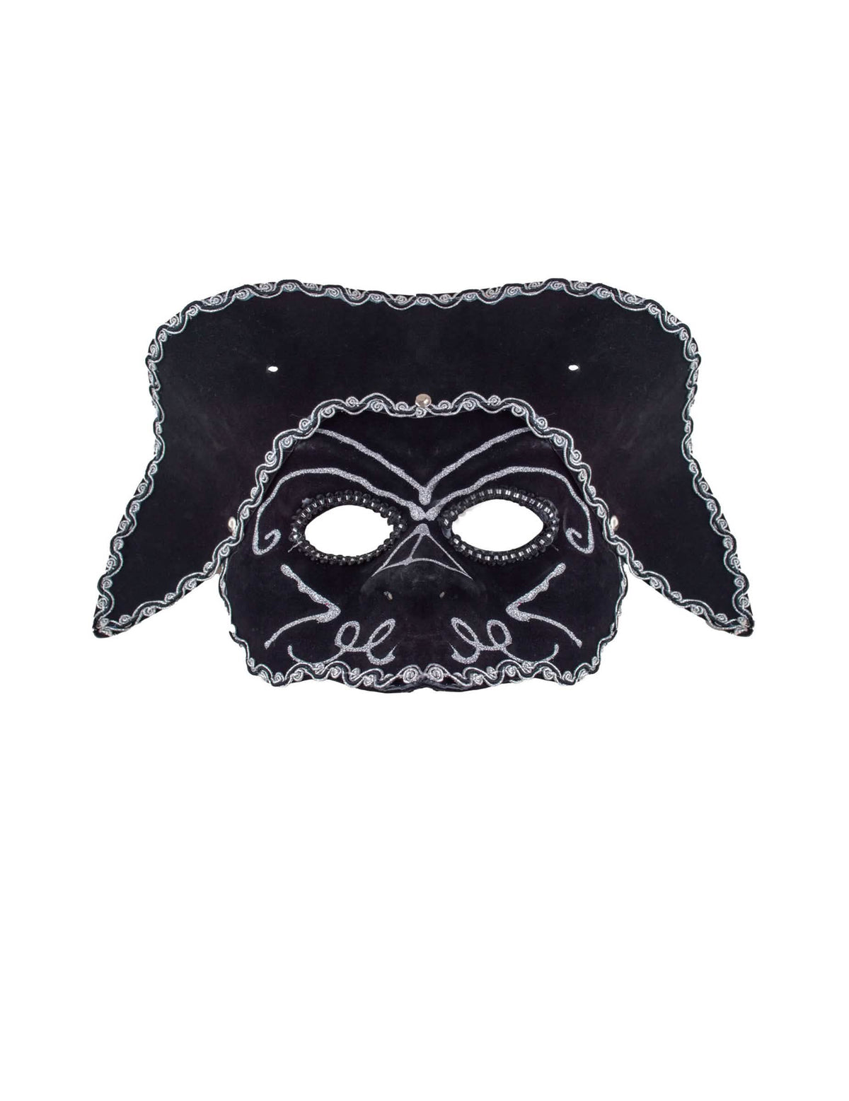 Máscara veneciana con tricorno para adulto negro y plateado