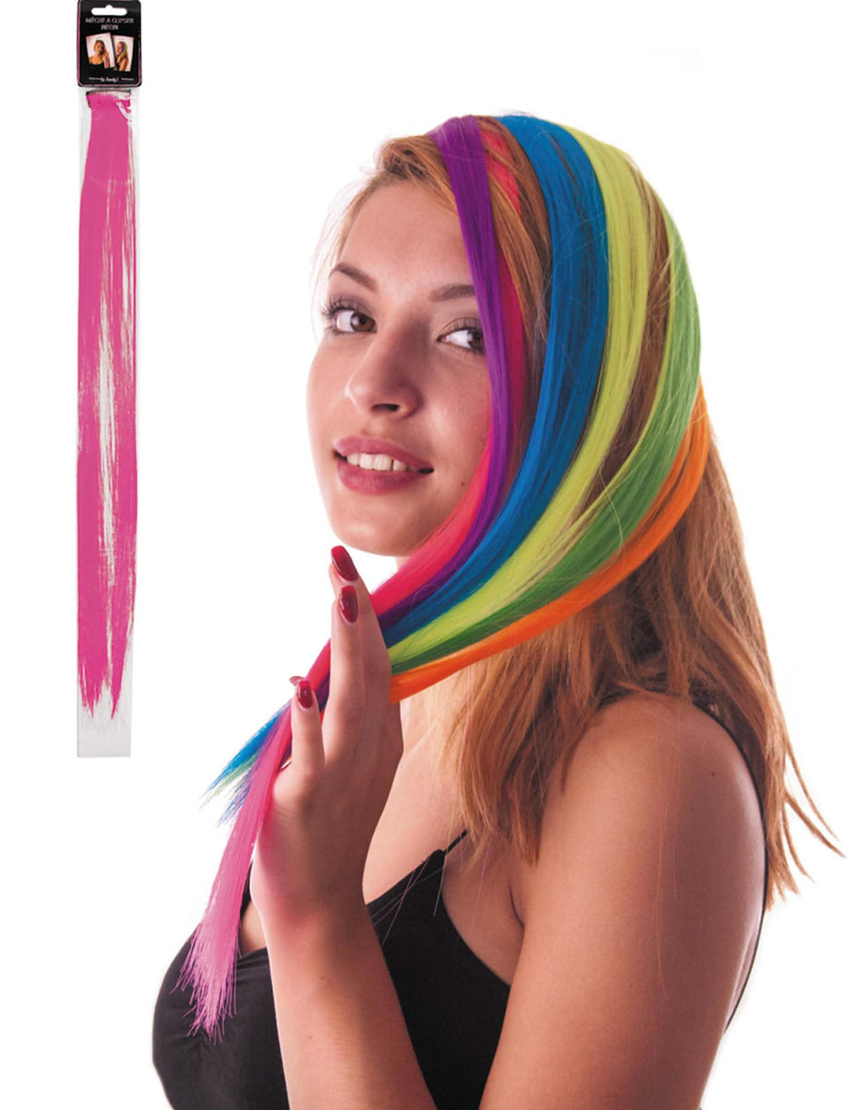 mechón con clip para el cabello para mujer rosa