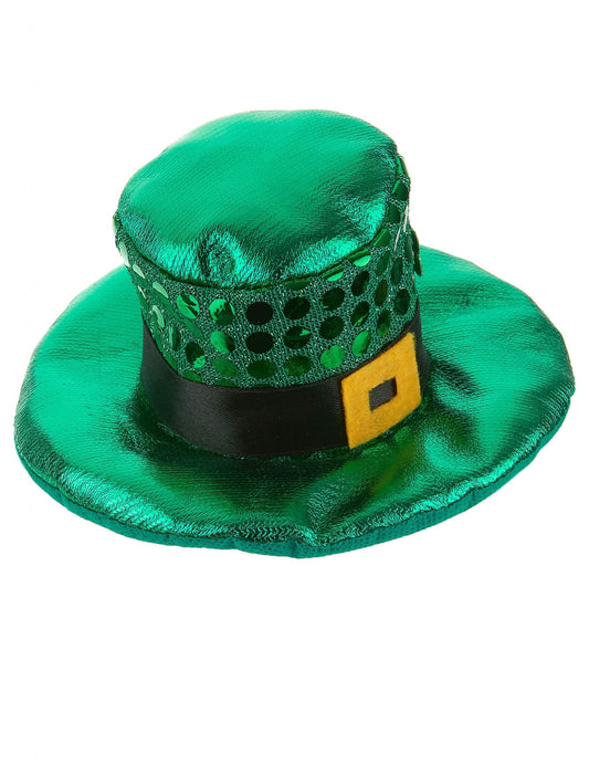 Vue de haut du mini chapeau à boucle et sequins Saint Patrick