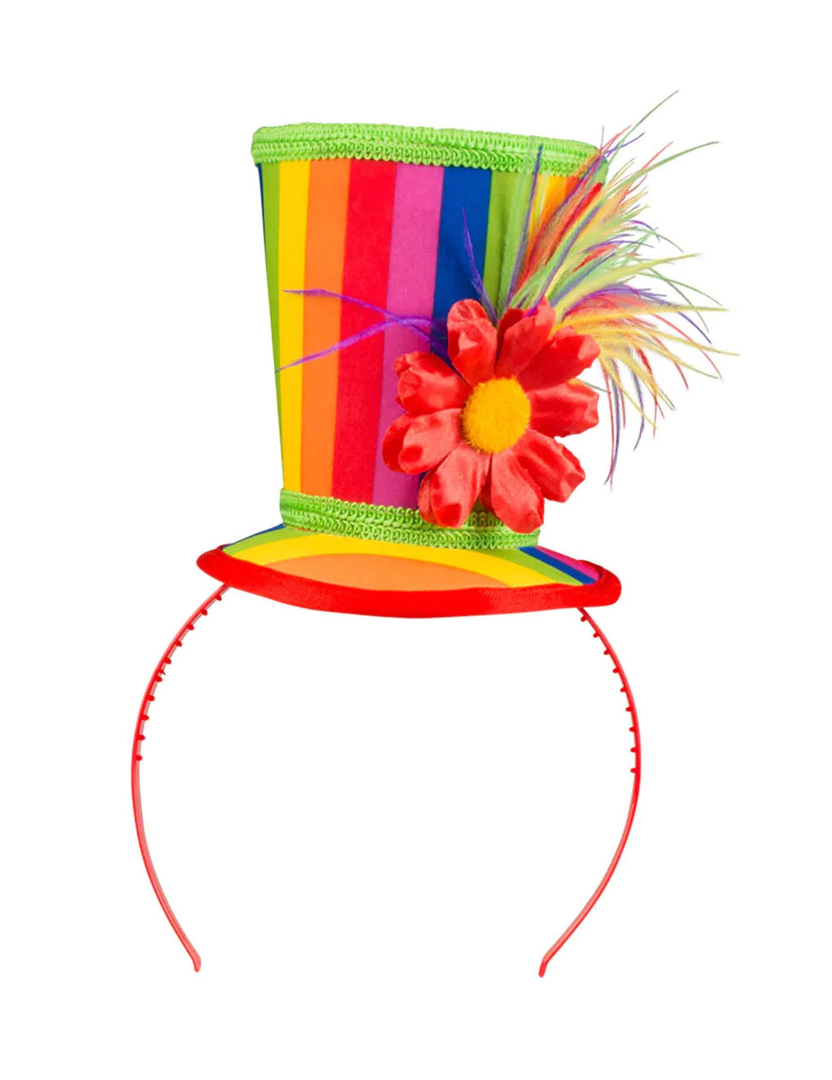 Detalle de la diadema del mini sombrero de copa de payaso