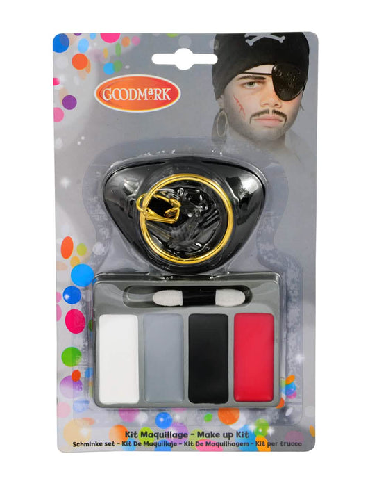 Détail du packaging et des accessoires du mini kit maquillage pirate