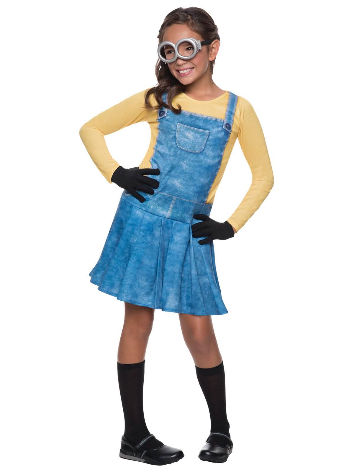 disfraz vestido Los Minions™ para niña amarillo y azul con gafas