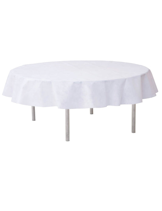 Vue de profil de la nappe ronde en intissé mariage et baptême pour fête