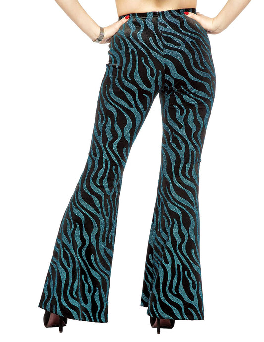 Pantalones con ondas de lentejuelas azules para mujer