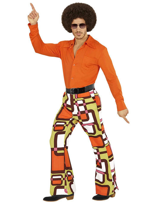 Pantalón groovy geométrico años 70 hombre