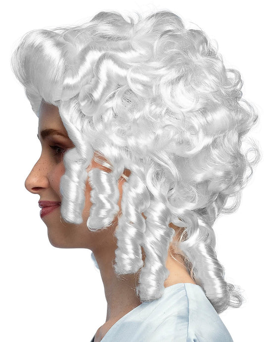 Vue de profil de la perruque baroque pour femme
