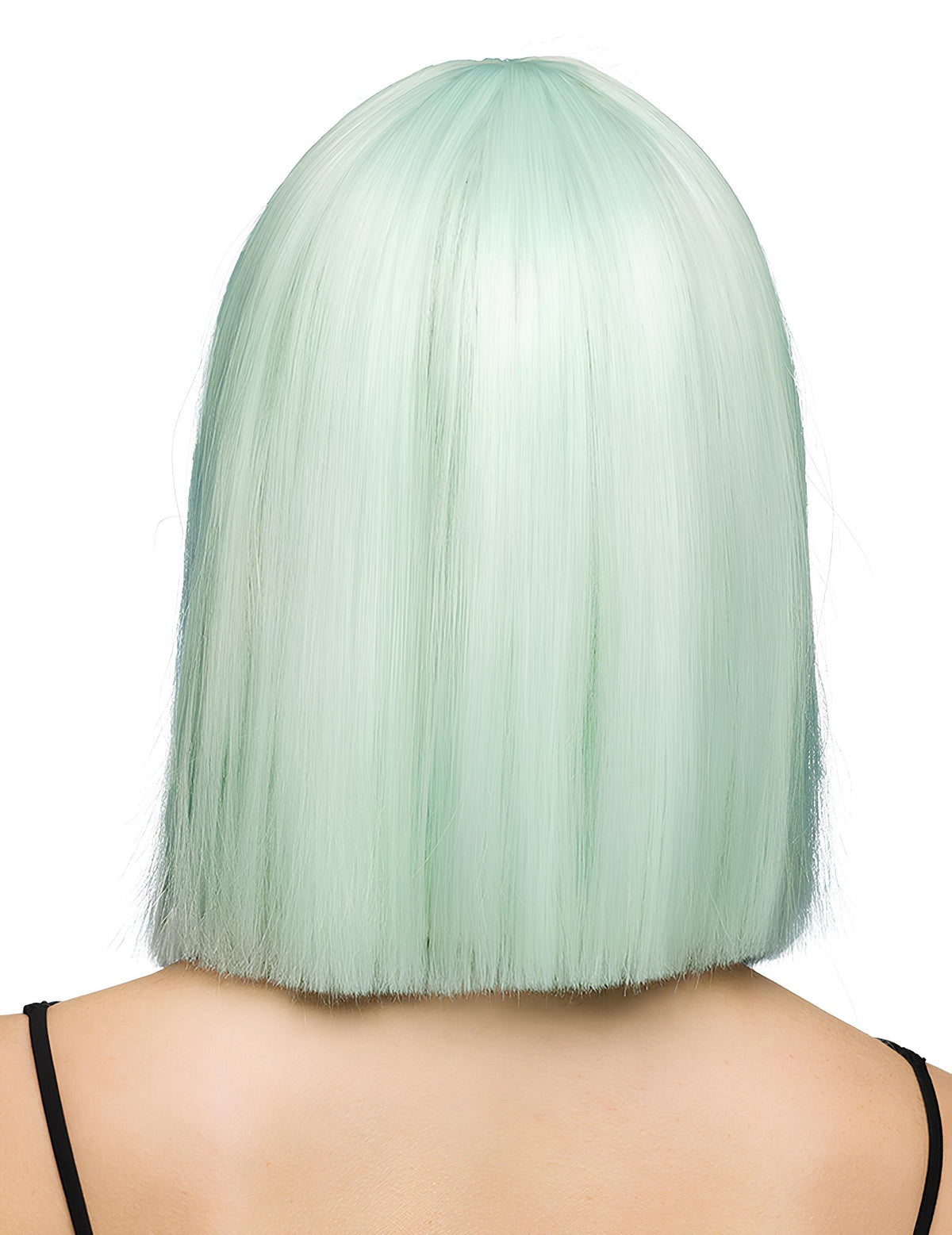 Peluca lujosa de corte recto en color menta pastel para adultos