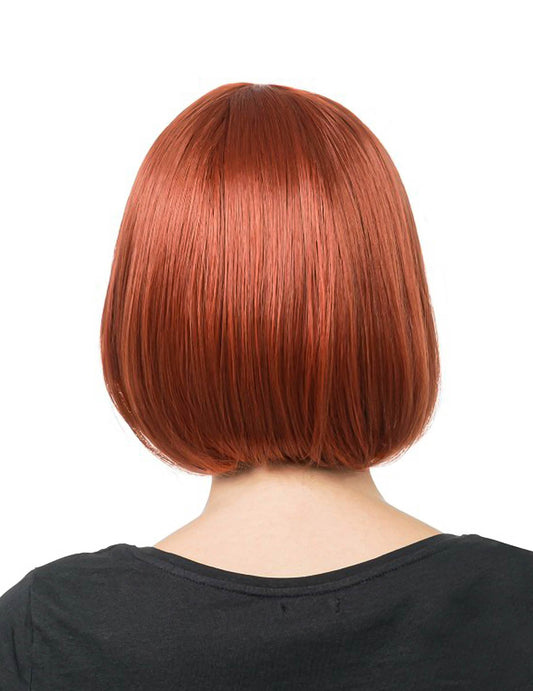 Peluca de corte bob auburn de lujo para mujer