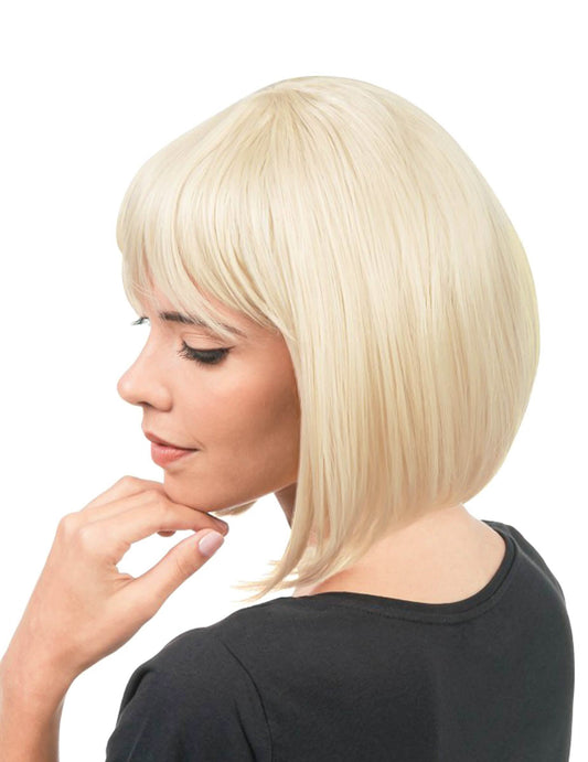 Peluca de corte bob rubia de lujo para mujer