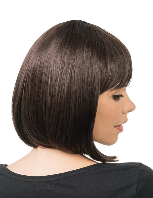 Peluca de corte bob morena de lujo para mujer