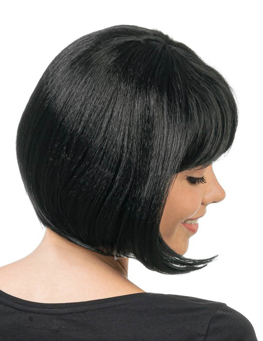 Peluca de corte bob negra de lujo para mujer