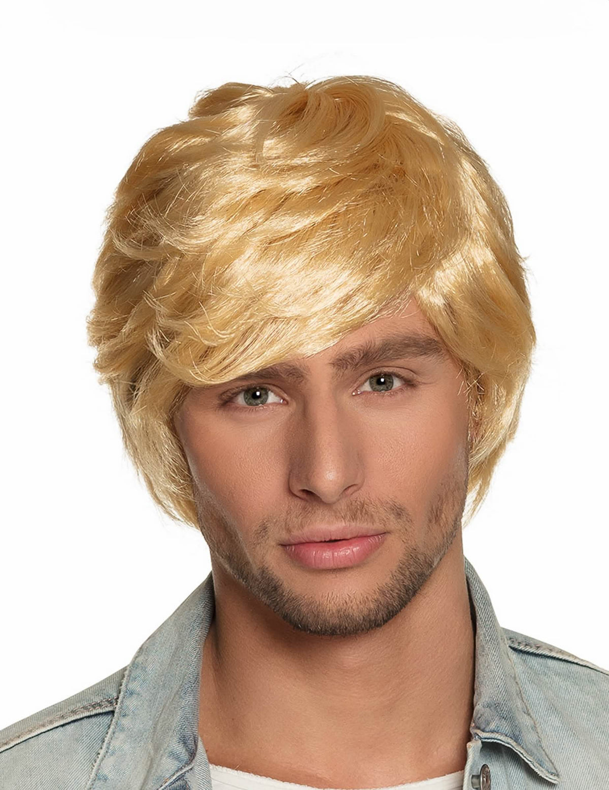 Peluca corta retro para hombre rubia