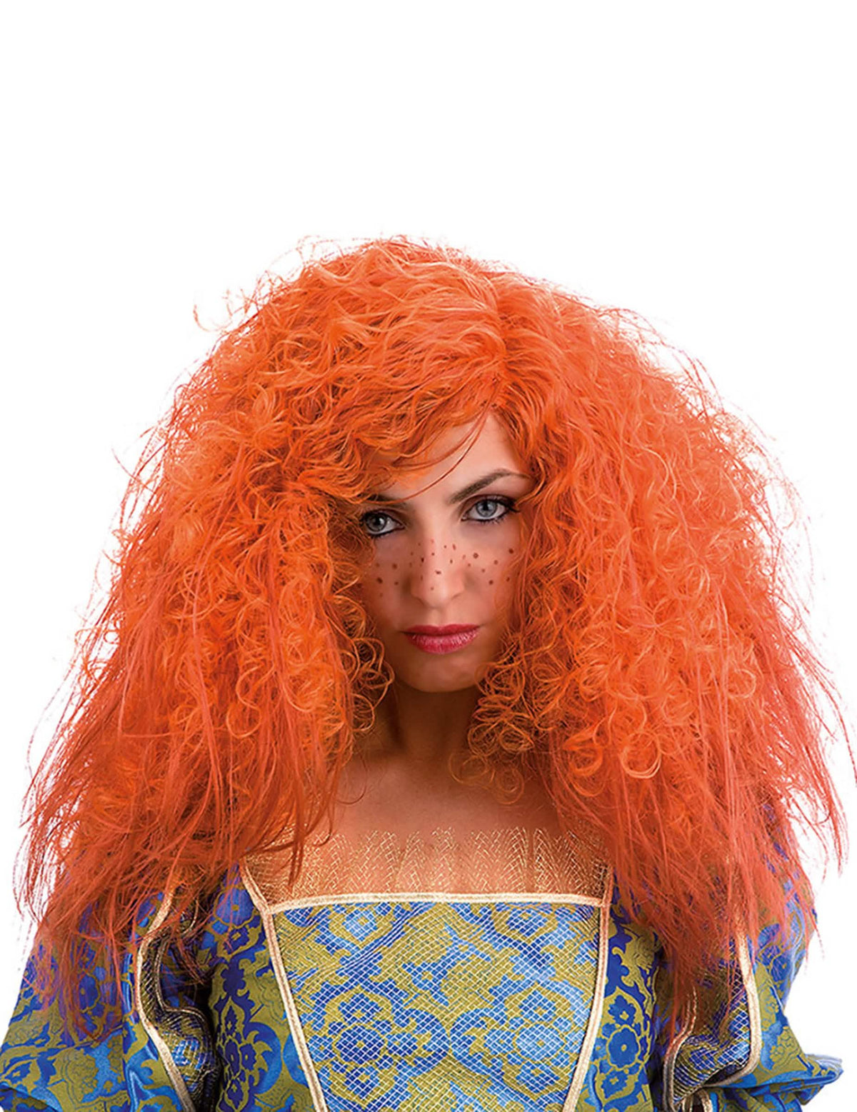 Peluca rizada para mujer naranja voluminosa