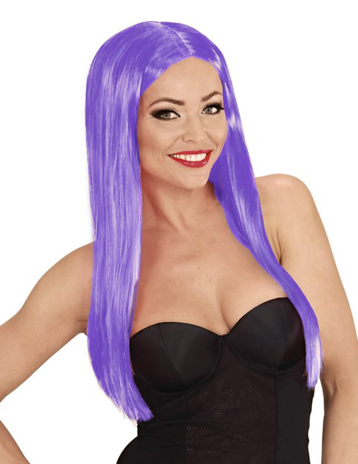Peluca larga glamorosa para mujer violeta