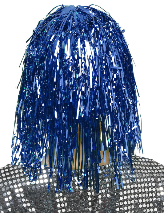 Peluca metálica azul para mujer