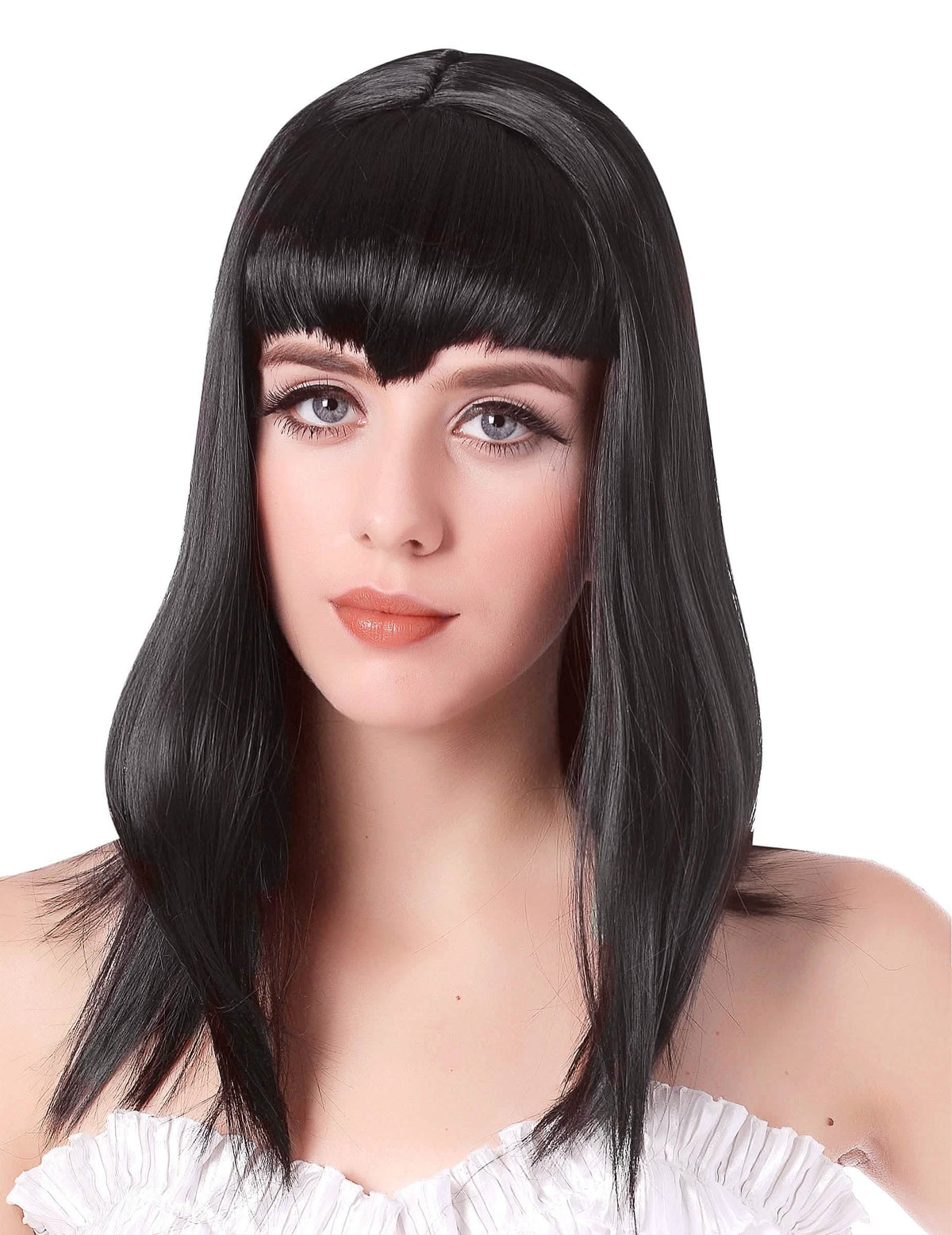 Peluca de vampira para mujer negra con flequillo