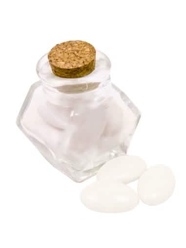 Pequeño frasco de vidrio tintero con tapón de corcho