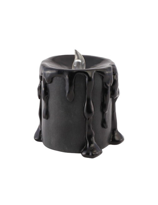 Vela decorativa pequeña de resina negra con LED 9,5 x 9 x 10 cm
