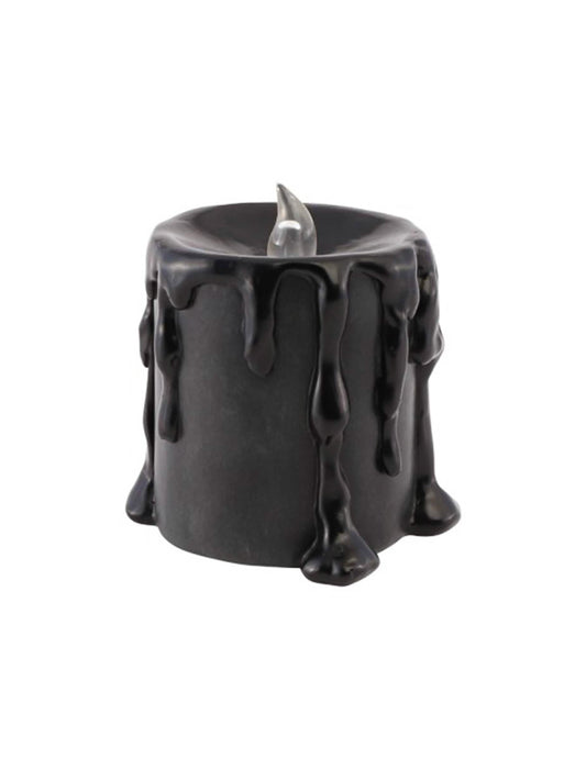 Vela decorativa pequeña de resina negra con LED 9,5 x 9 x 10 cm