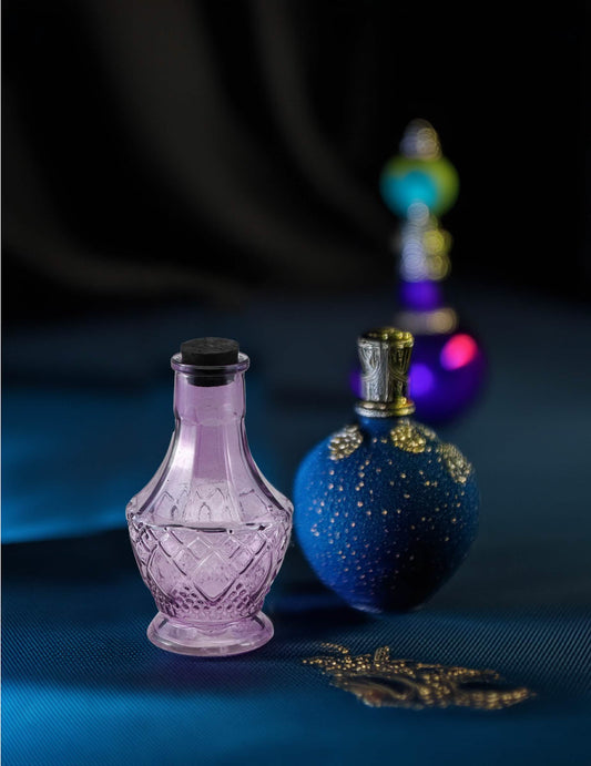 Frasco pequeño de vidrio violeta 11,5 cm